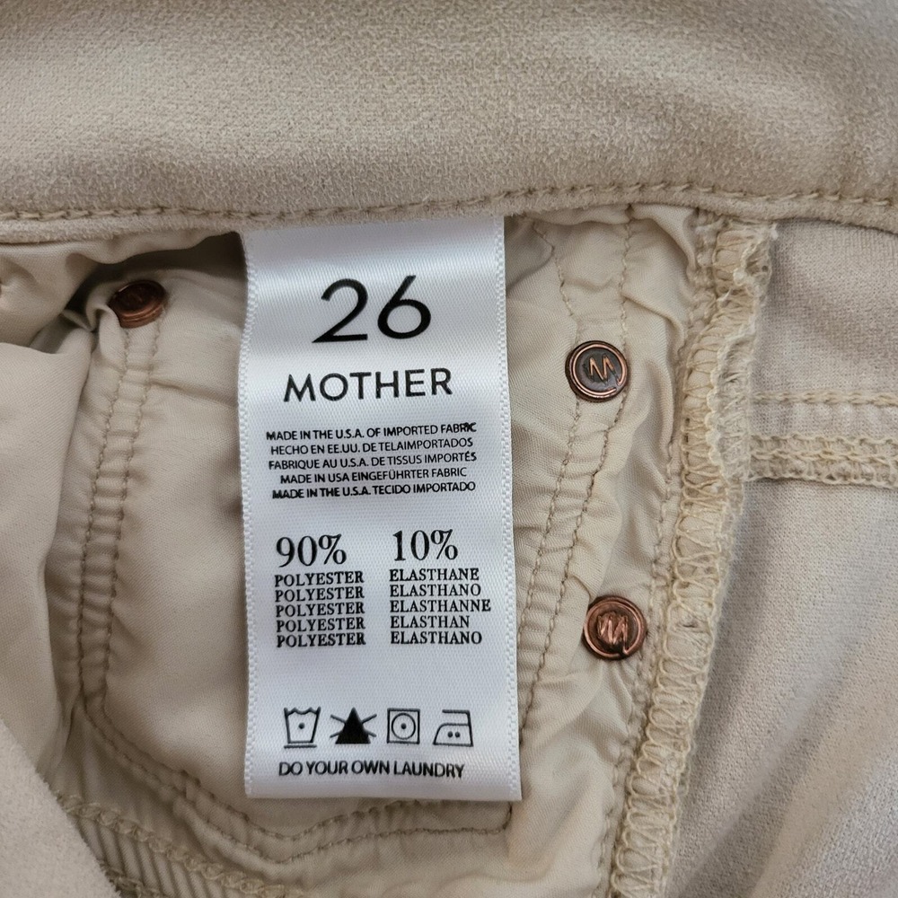 MOTHER The Trainer Jogger Pants 26 Cream Beige Faux Suede Elastic Cuff #014 - Picture 5 of 10